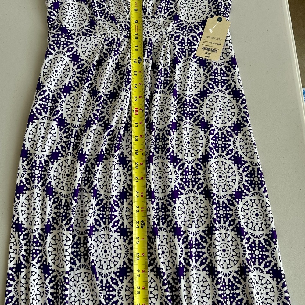 St. John's Bay Navy and White Patterned Midi Dress - Picture 6 of 8